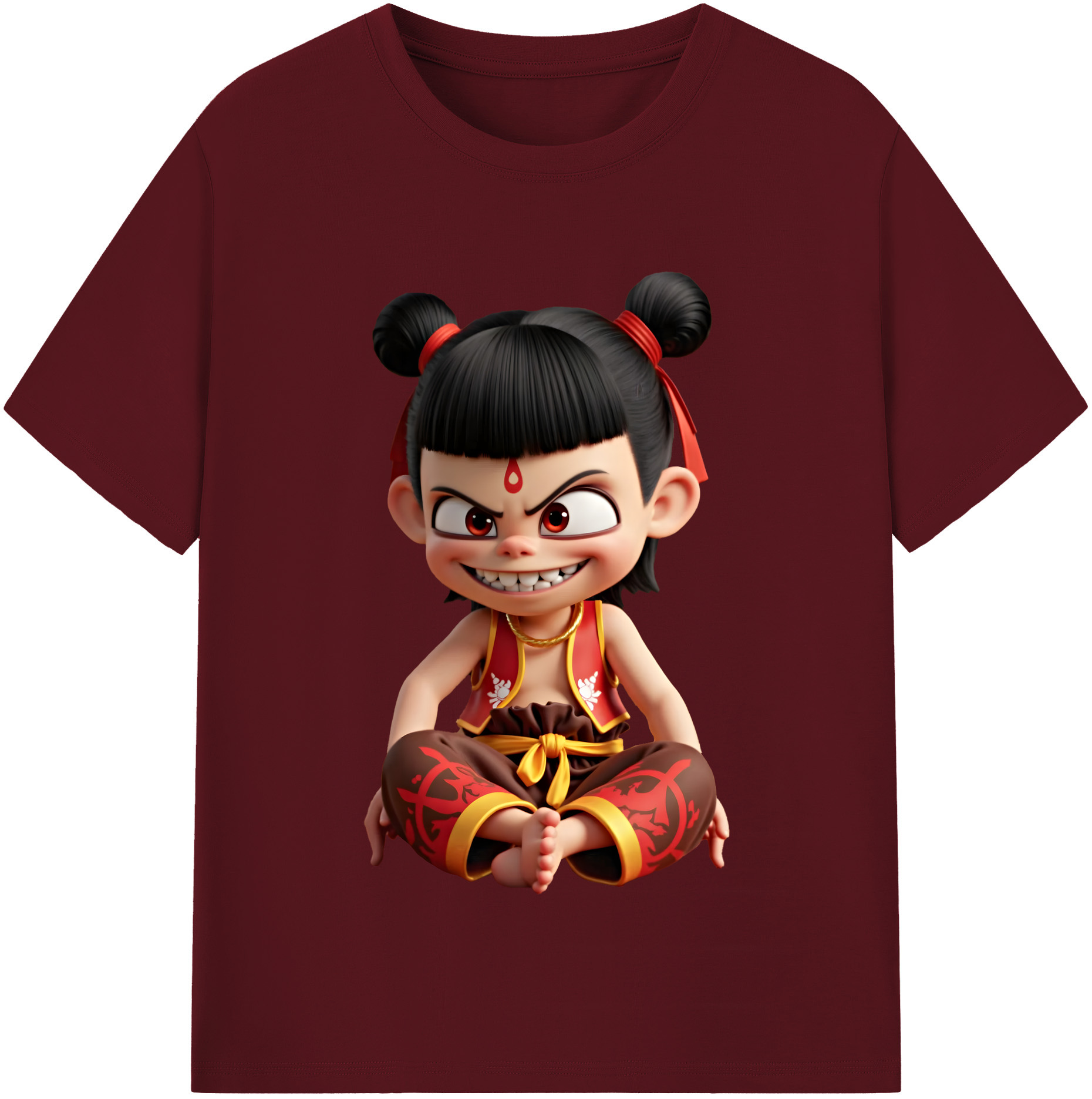 （画像用） Ne Zha 2 ナタ 魔童の大暴れ 綿100％半袖Tシャツ（フロントプリント）